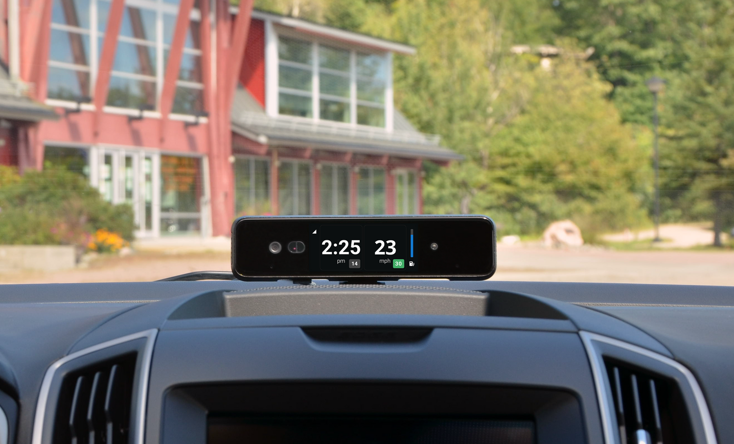 In car first person POV of a vehicle utilizing the Raven connected AI dash camera for personal and in-vehicle tracking provided by On Demand Tracking